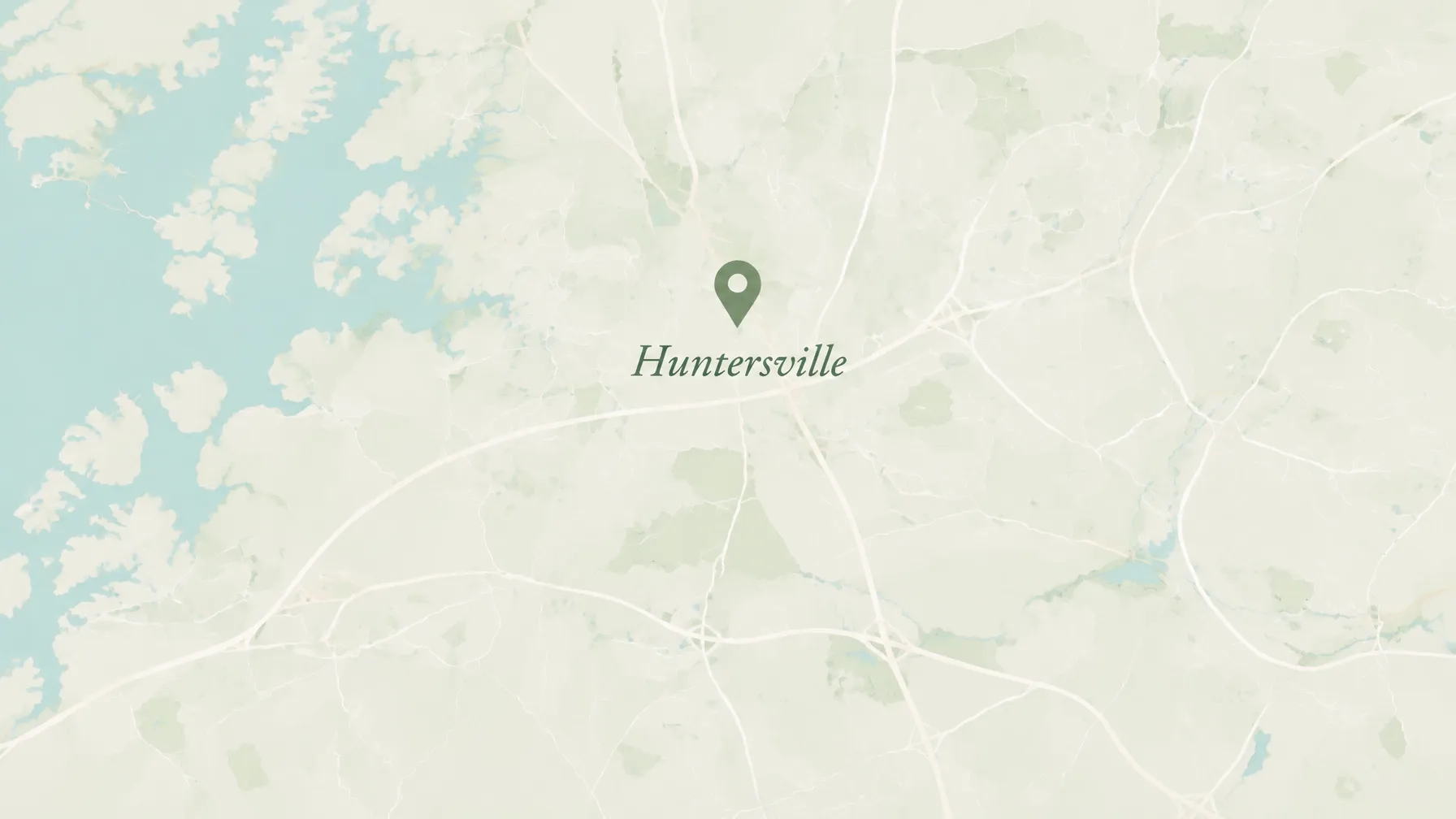 Soft illustrated map marking Huntersville, North Carolina
