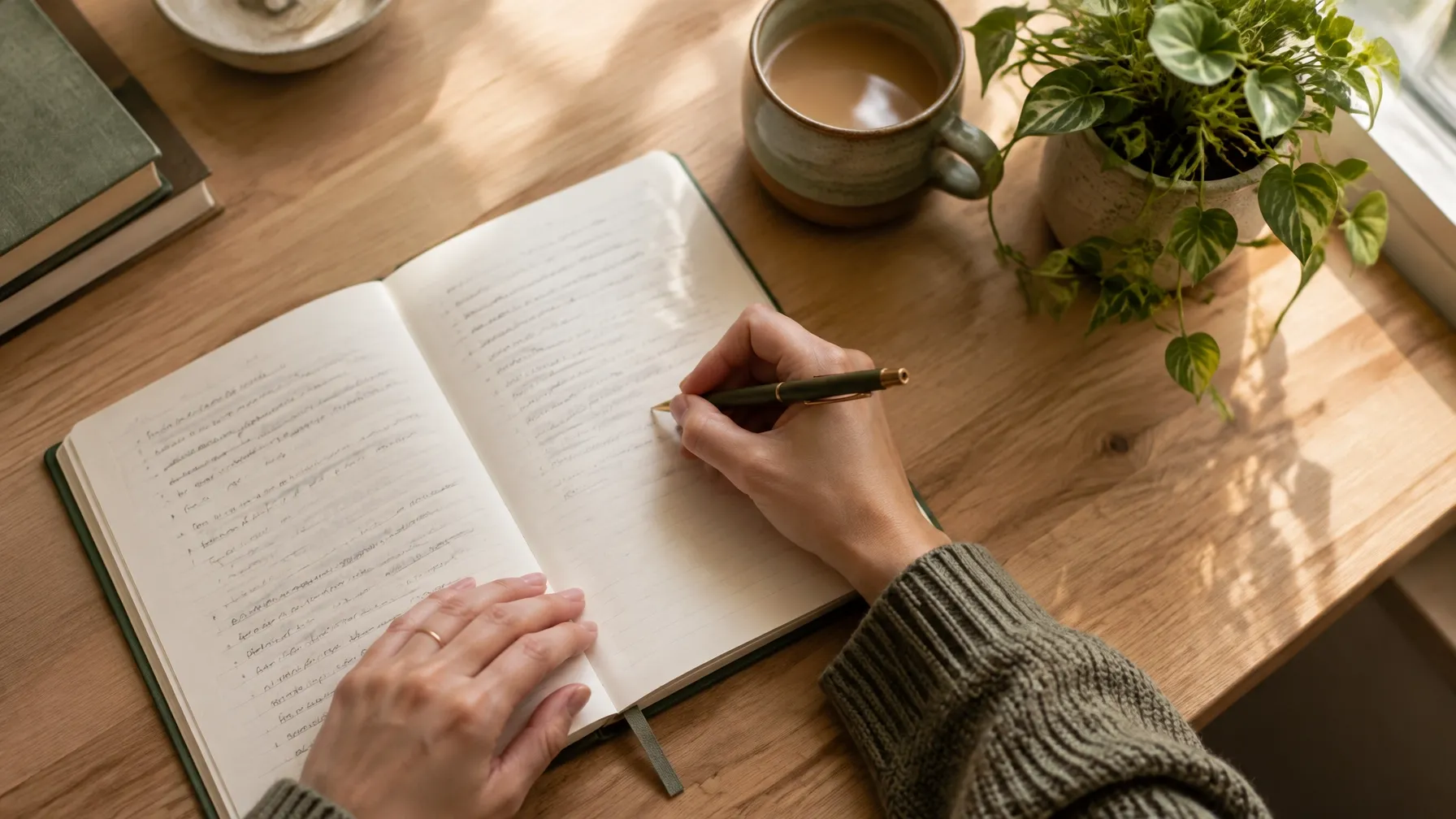 A clinician writing reflective notes during supervision
